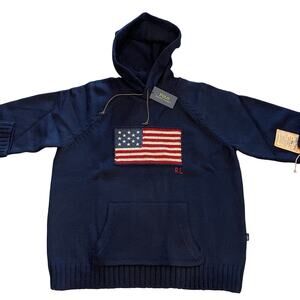 Ralph Lauren Mens Sweater XXL Luxe Designer Hooded Preppy Wool Warm Winter